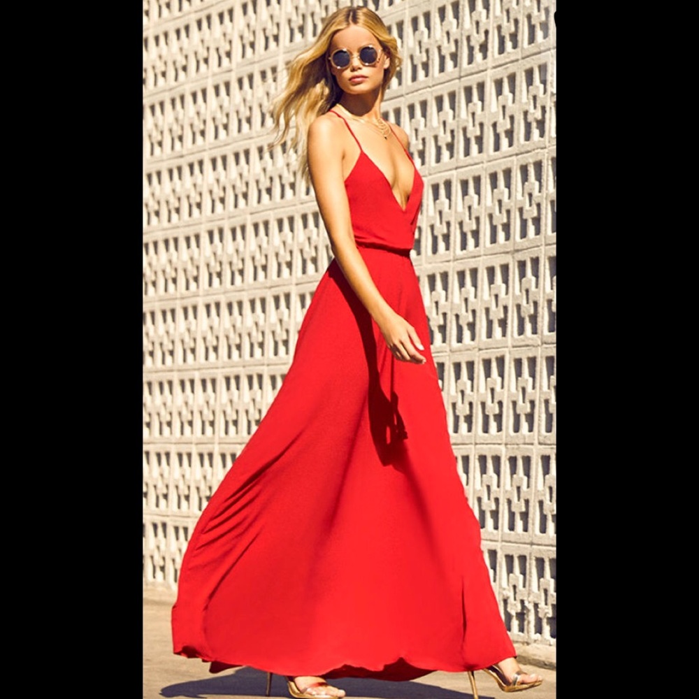 Lulu’s Everything’s All Bright Red Backless Dress